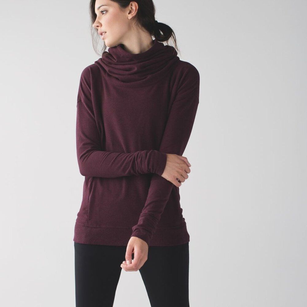 Lululemon Stress Less Hoodie Heathered Bordeaux Drama Burgundy Size 4